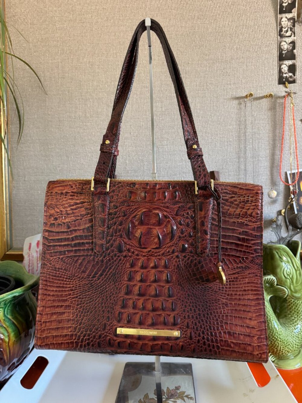Brahmin Anywhere Melbourne Embossed Medium Leather Tote Handbag